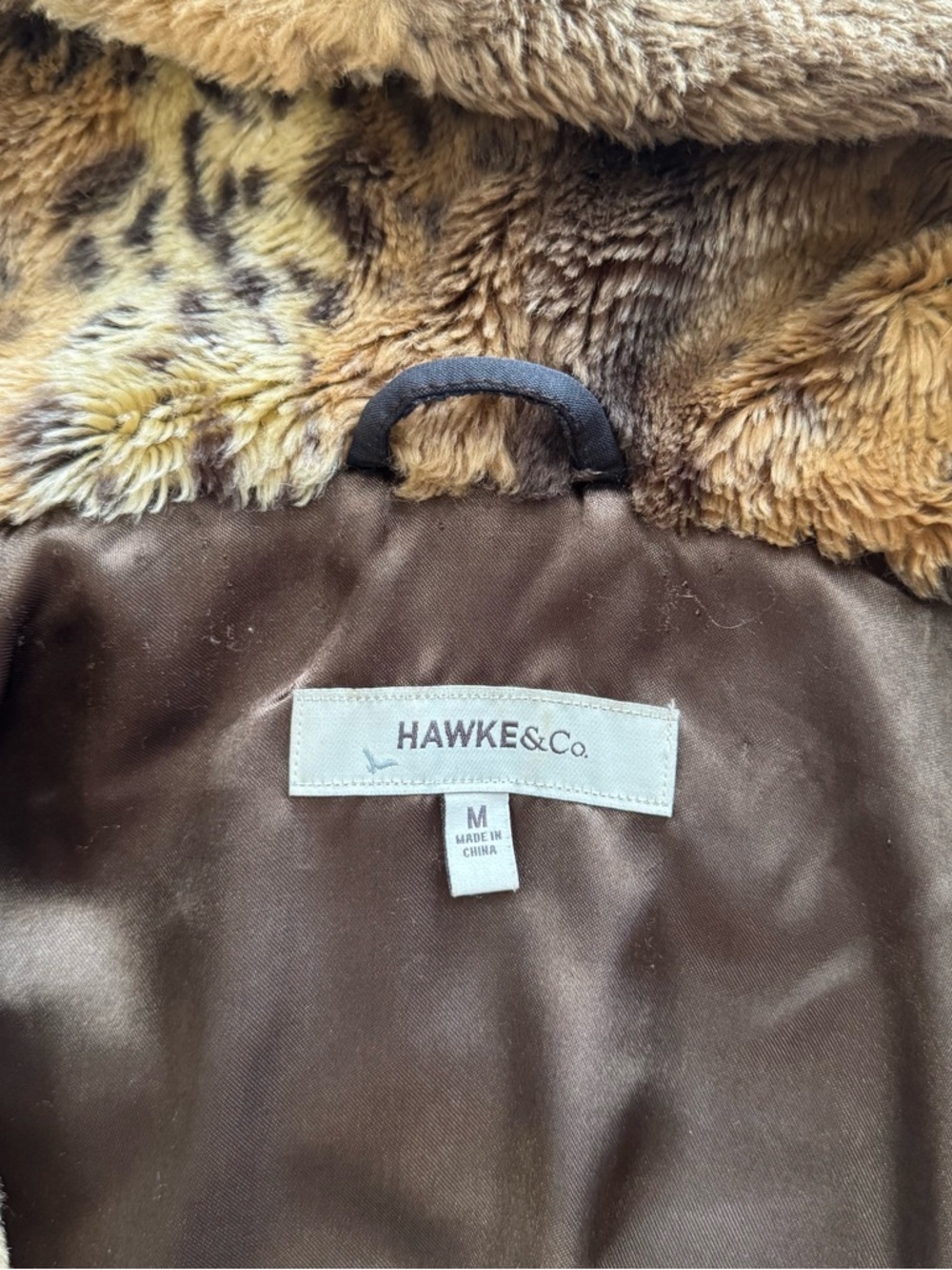 Hawke & Co Faux Fur Leopard Print Hooded Coat Womens Mid-Length Size Medium - Picture 4 of 9